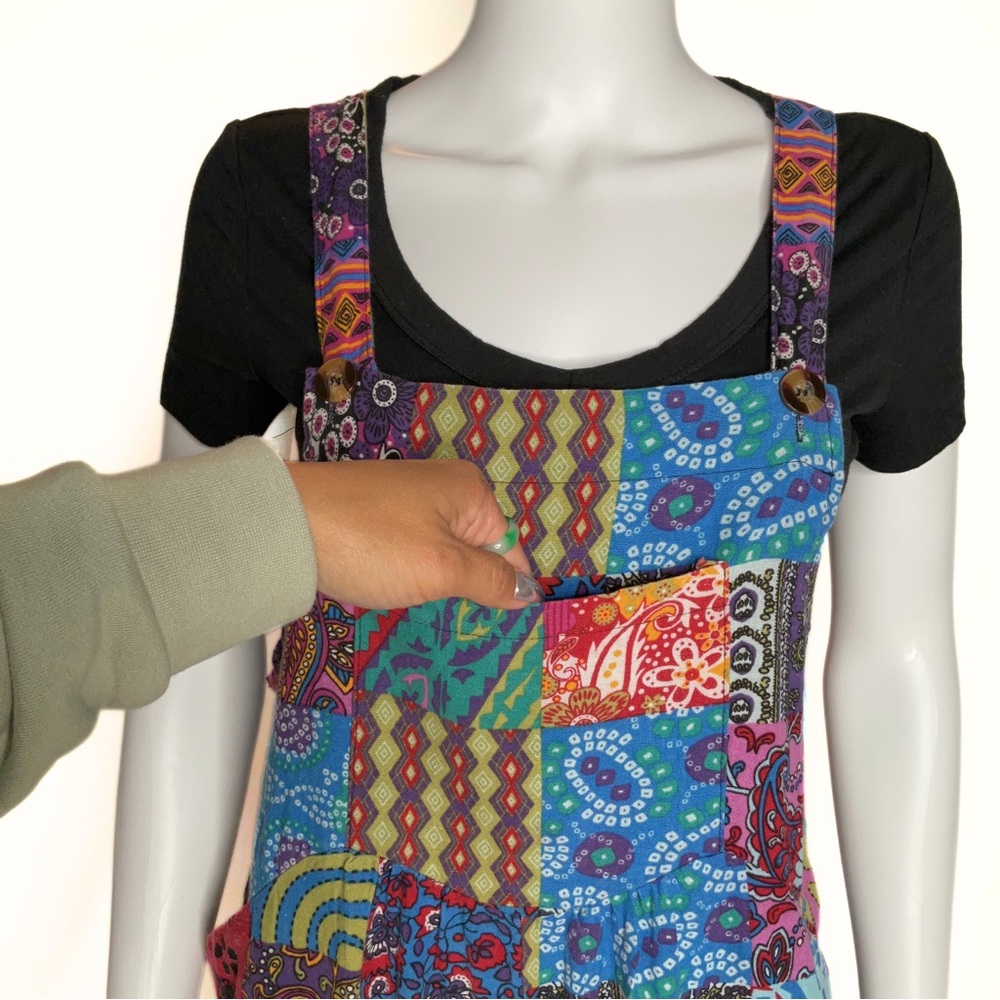 Weekend Wandered Patchwork Print Jumpsuit Overall… - image 3